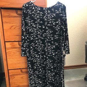 The Limited Black Bird Print Dress Size L Tall
